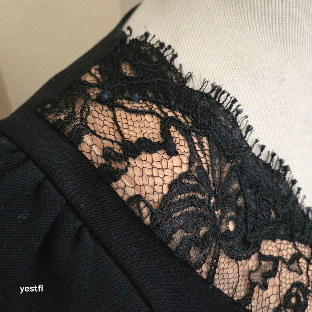 EMILIO PUCCI Black & Beige Lace Sheath Dress Size 8 LBD - Picture 6 of 13